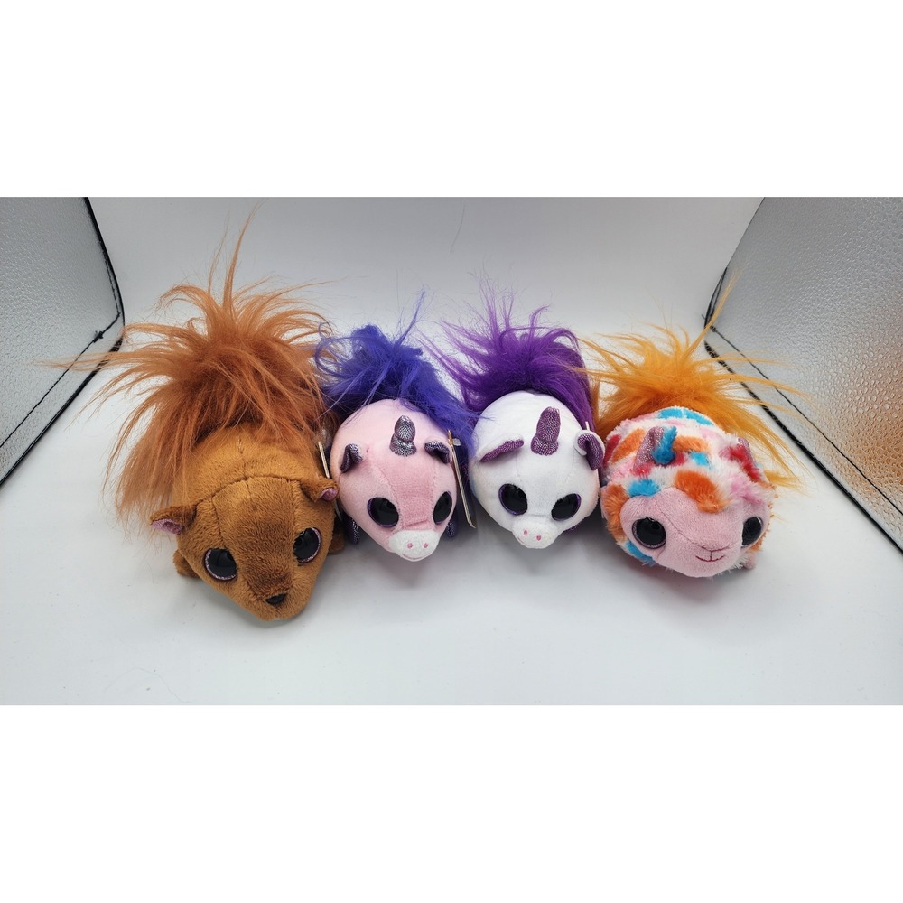 Ty Fuzzee‎ Tails Plush Lot of 4 Nutty Squirrel Unicorn Llama Retired NWT